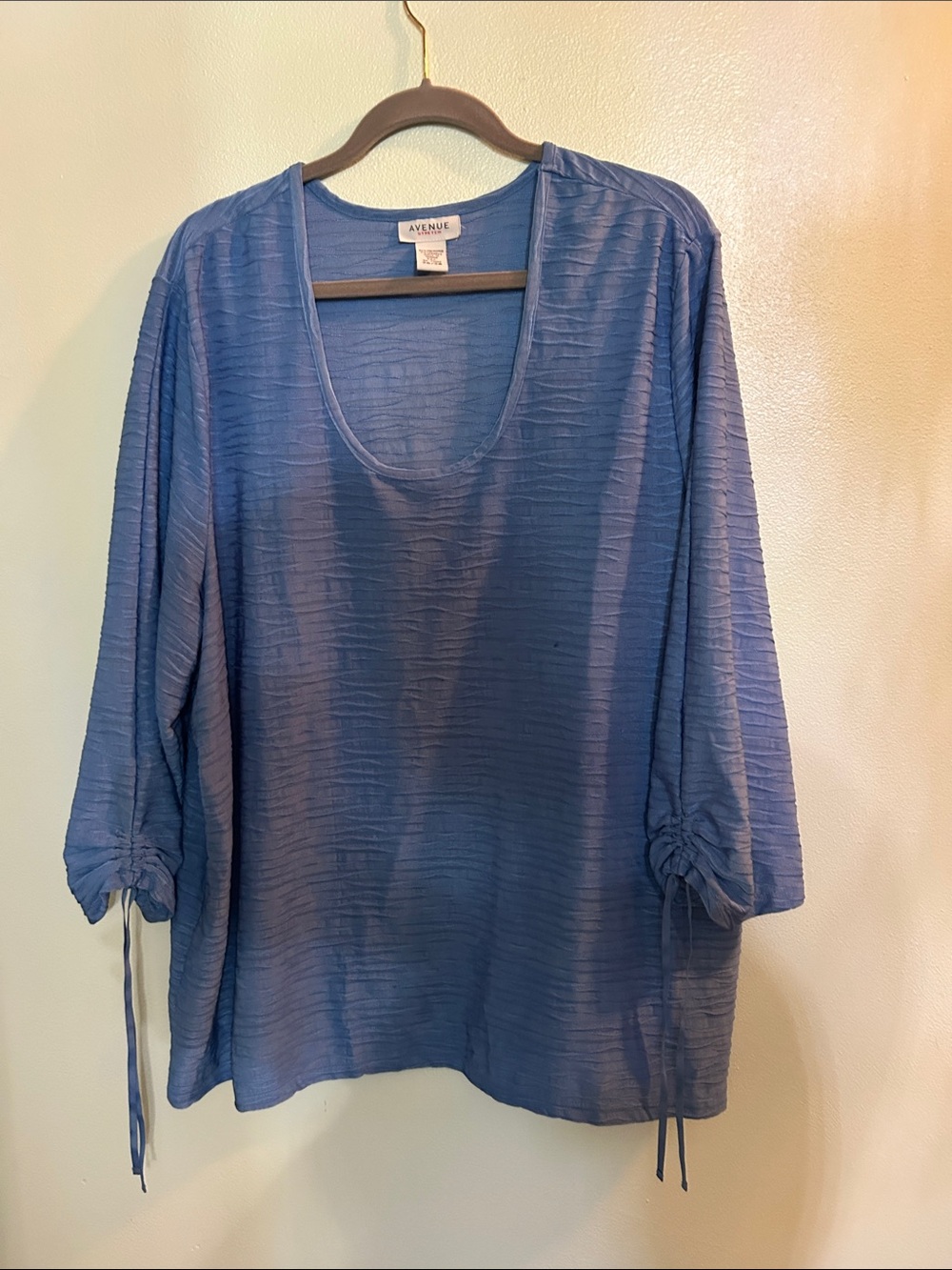 Avenue Periwinkle Textured Scoop-Neck Tie-Sleeve Tunic